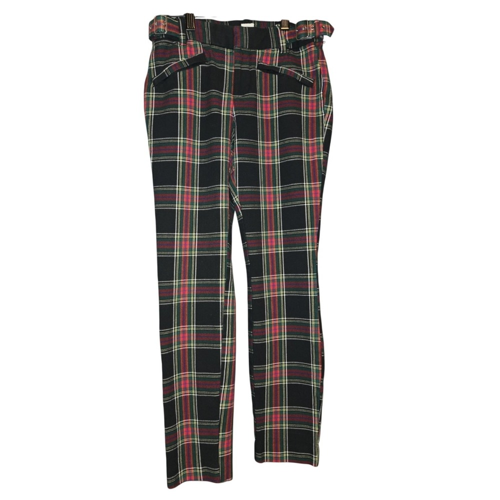 Gap Signature Skinny Ankle Pants Plaid Tartan Red Green Black Womens Size 0
